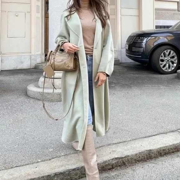 NEW Zara oversized wool blend coat baby green - Picture 11 of 15